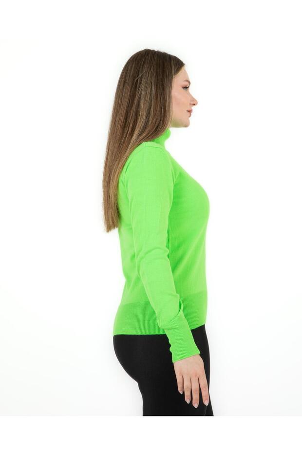 Turtleneck Basic Sweater Green - 4