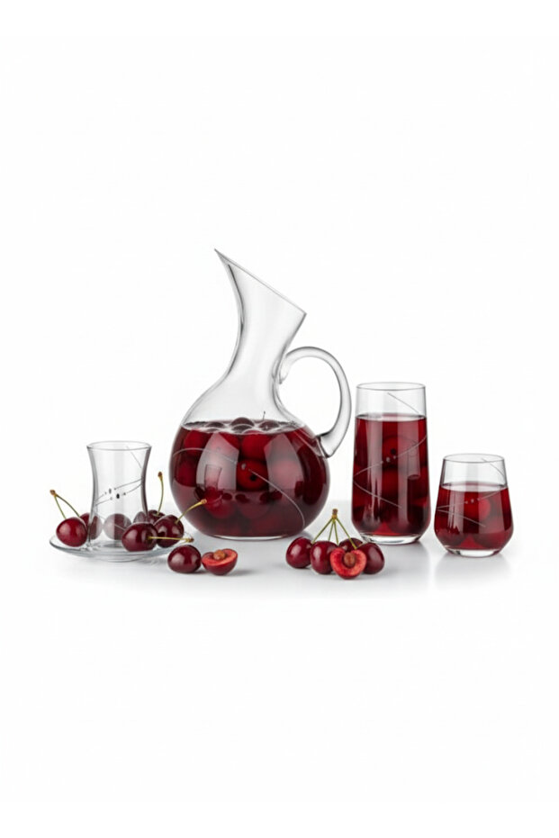 Elegance 49 Piece 12 Person Glassless Dowry Set - Glass Water and Tea Set with Jug