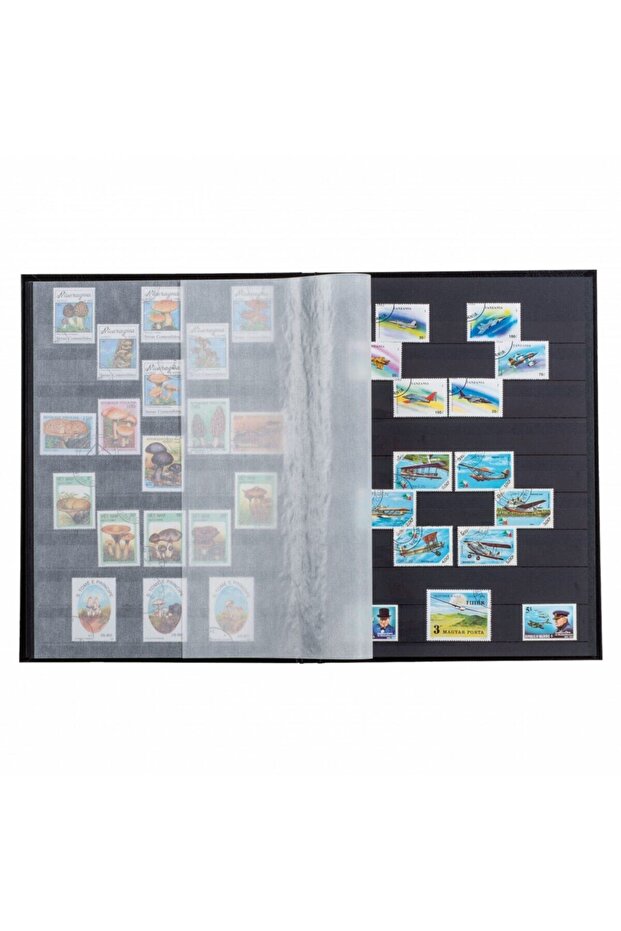 Pul Defteri Hobby Stamp S, A4 , 16 Sayfa, Siyah Zemin, Pul Motifli Kapak - 2