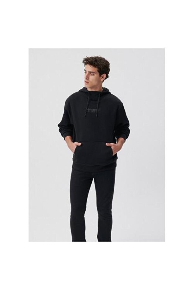 BASKILI KAPÜŞONLU SWEATSHIRT - 1