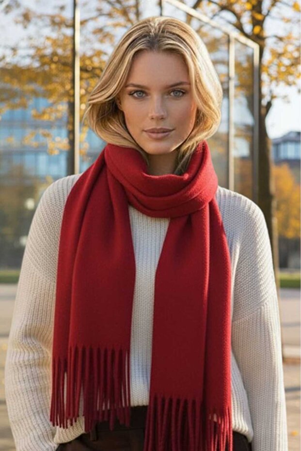 Women's Soft Textured Tasseled Winter Boucle Scarf Shawl