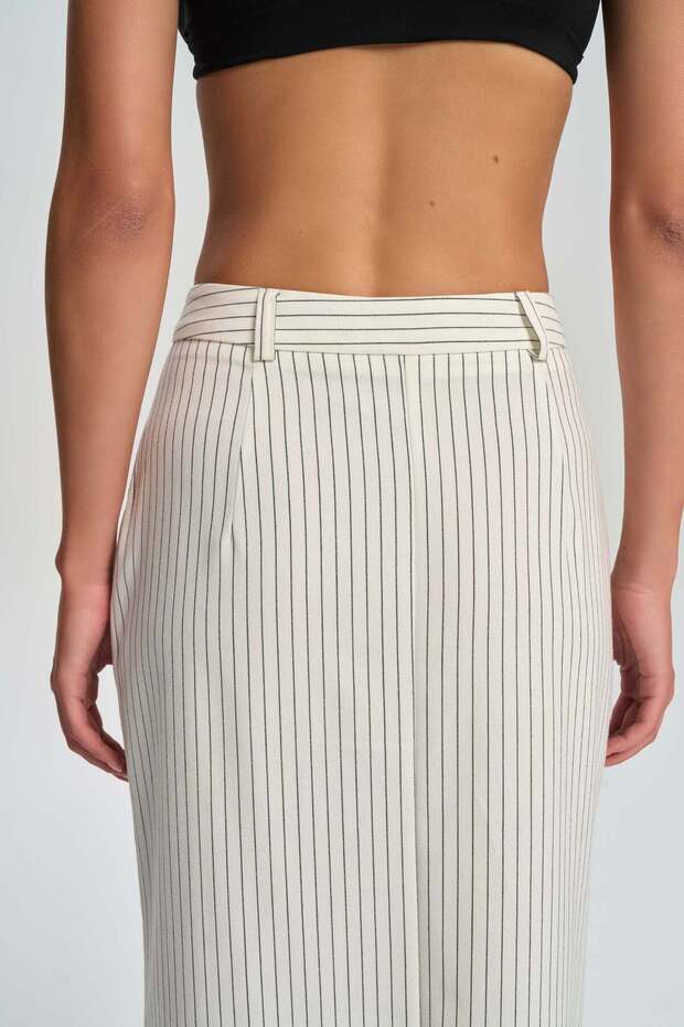 Bruno Çizgili Ekru Etek - 8