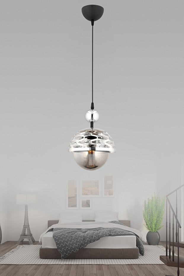 Lema Tekli Sarkıt Avize Füme Glob Camlı Koridor Hol - 2