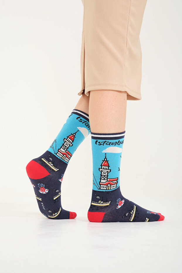 جوارب منقوشة على شكل برج العذراء - 2