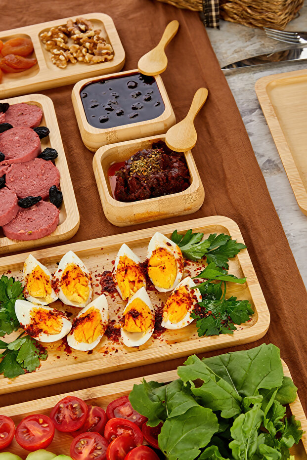 Bambu 32 Parça 6 Kişilik Amazon Serisi/Kahvaltı Seti/Kahvaltı Takımı/Sunum Servis Set/Bambu Set - 7