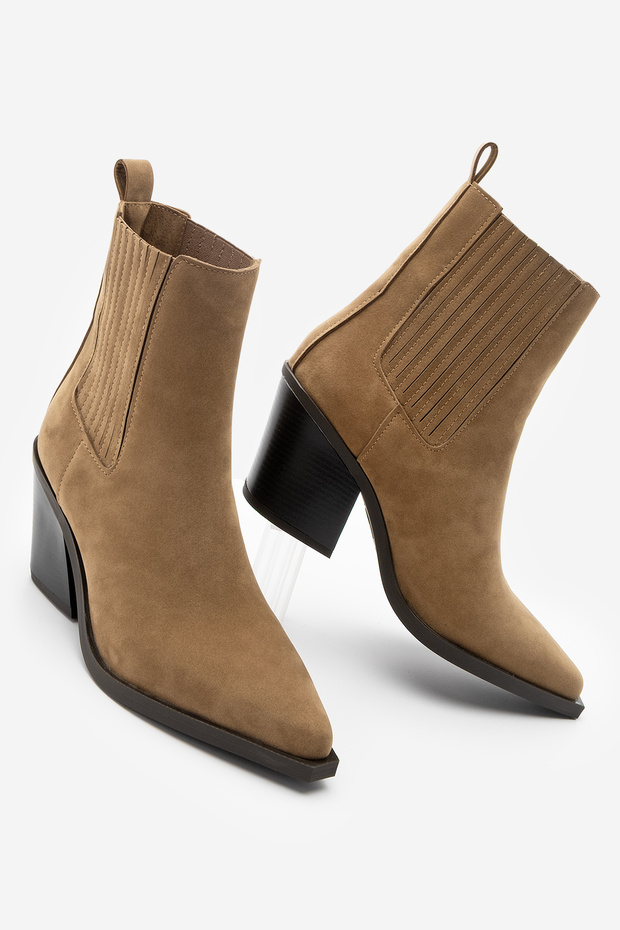 Női hegyes orrú cowboy rugalmas western csizma Erbe barna velúr - 1