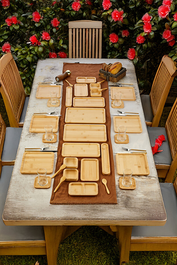 Bambu 32 Parça 6 Kişilik Amazon Serisi/Kahvaltı Seti/Kahvaltı Takımı/Sunum Servis Set/Bambu Set - 3