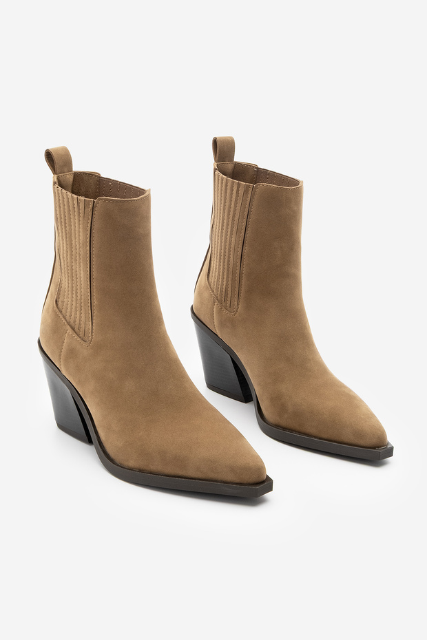 Női hegyes orrú cowboy rugalmas western csizma Erbe barna velúr - 5