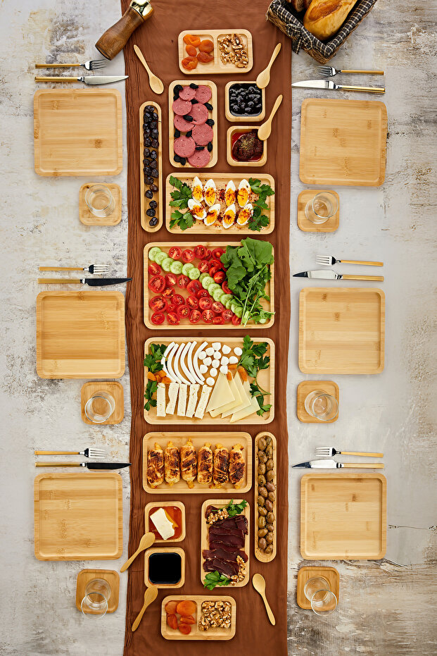 Bambu 32 Parça 6 Kişilik Amazon Serisi/Kahvaltı Seti/Kahvaltı Takımı/Sunum Servis Set/Bambu Set - 1