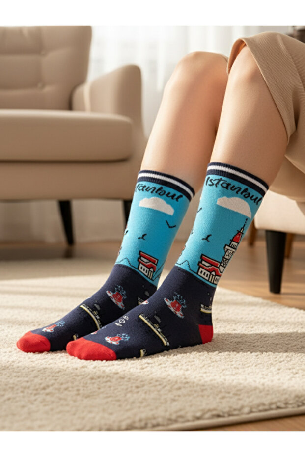 جوارب منقوشة على شكل برج العذراء - 1