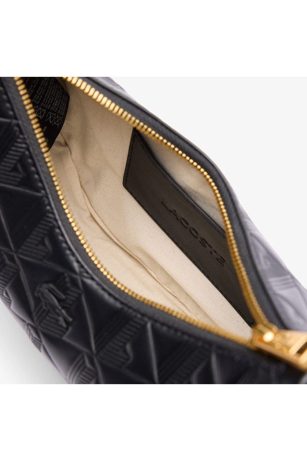 Maheki Kadın Monogram Deri Siyah Omuz Çantası - 5