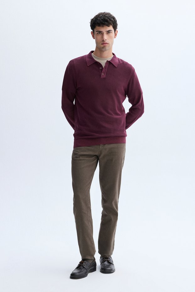 Men's Brown Slim Straight Fit Trousers