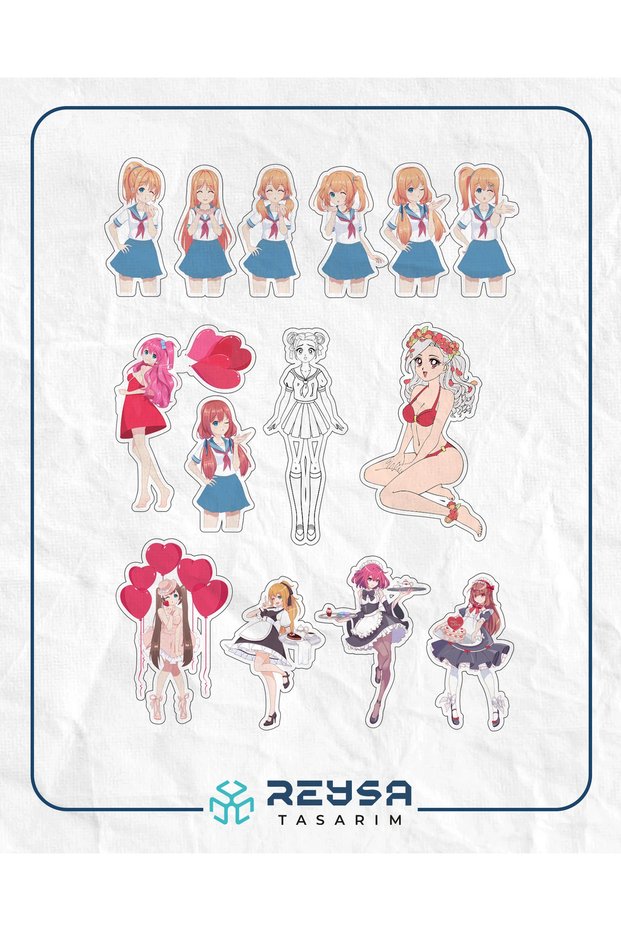 Anime Girl Sticker Set 1 15 Pieces Phone, Tablet, Notebook, Laptop Sticker