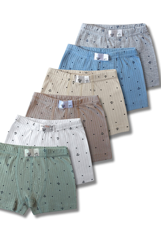 100% Cotton Boys' Ribbed Boxer Set of 6 / Underpants / Underwear