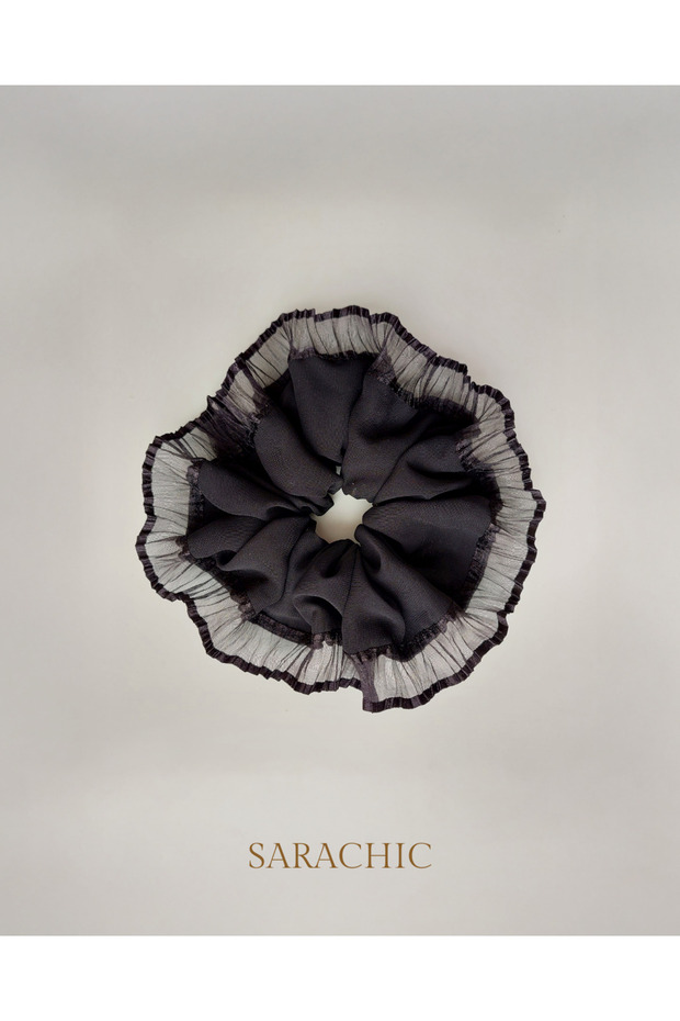 Siyah Dantel Scrunchie - 4