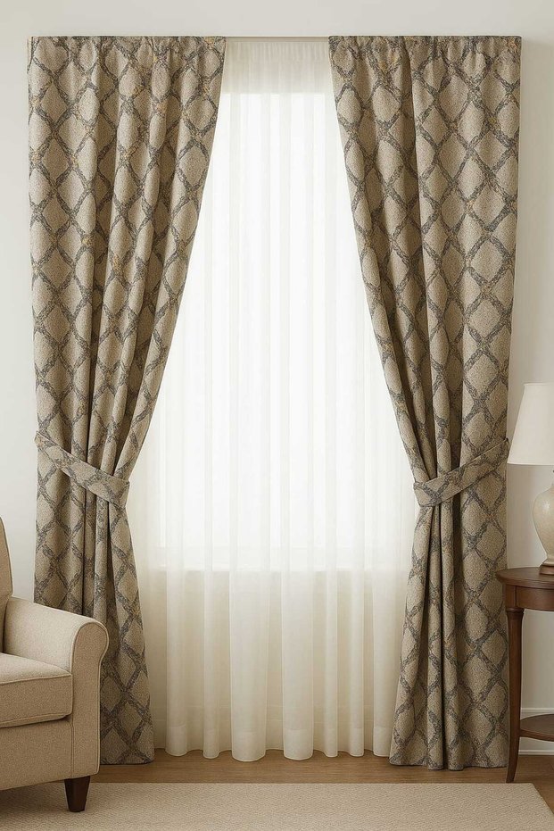 Heavy Weight Luxury Background Curtain (Flat Sewing, No Piles, Adjustable Pile Handle Tie)