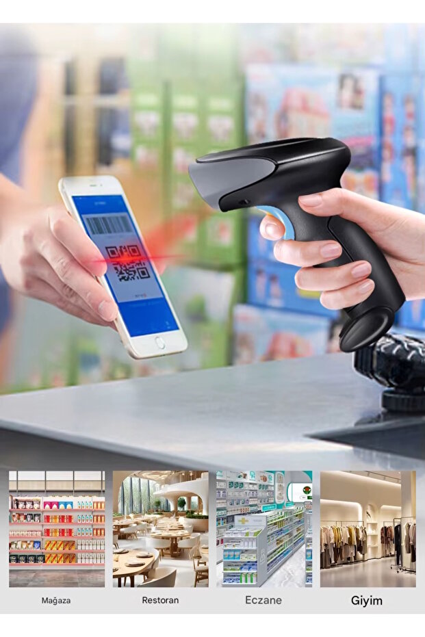 ماسح الباركود اللاسلكي 1D 2D QR Code مناسب لجميع الأرضيات مع حامل ذاكرة طويلة المدى - 2