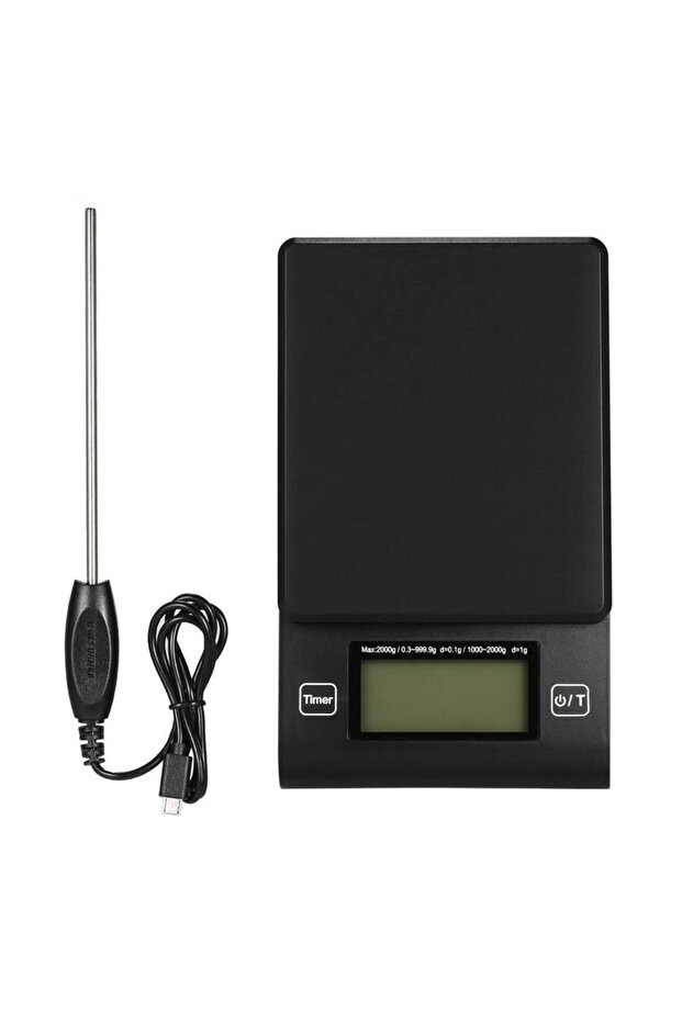 2000g/1g Digital Coffee Scale Multifunction with Timer Temperature Probe LCD Display multicolour - 6