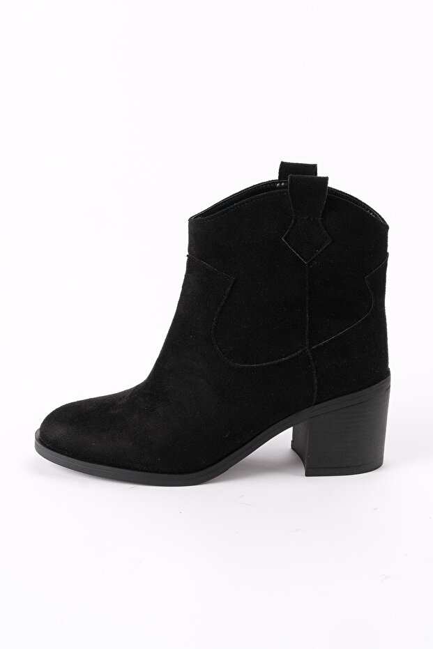 Alessia Western Black Color Heeled Women's Boots