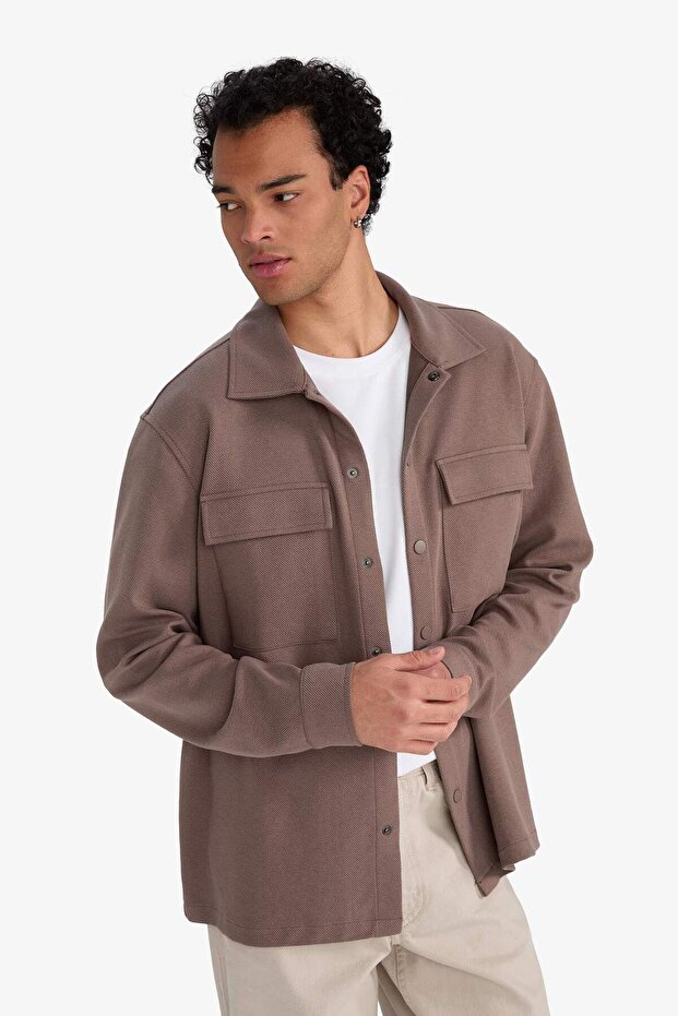 Regular Fit Twill Uzun Kollu Gömlek E7689AX25AU - 4
