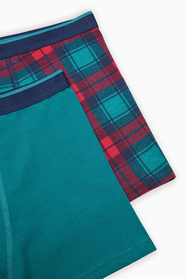 بوكسر أحمر متعدد الألوان مكون من قطعتين - 4