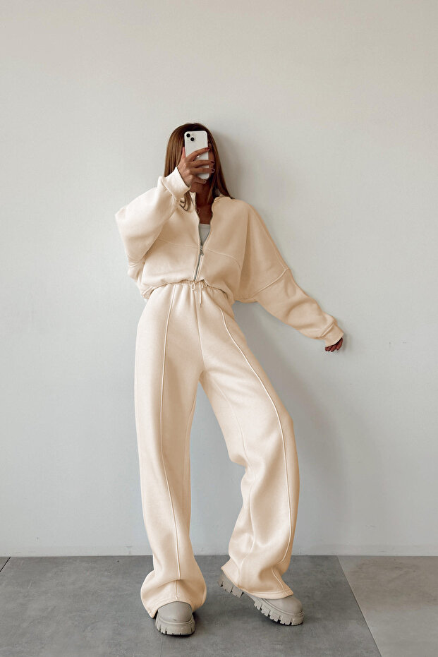 Women's Bomber Tracksuit Set | 3-Thread Premium Oversized | Brushed Inside Fabric