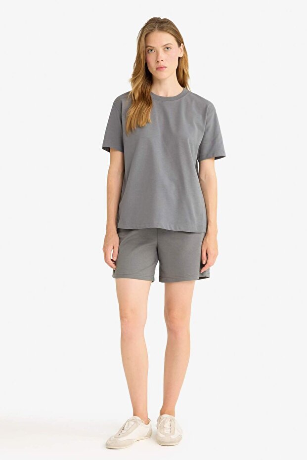 Beli Bağcıklı Basic Düz Bermuda Şort F7997AX25AU - 1