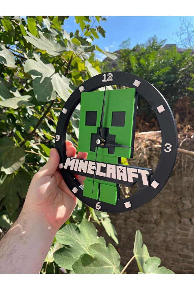 Minecraft Creeper Duvar Saati 3D - 2