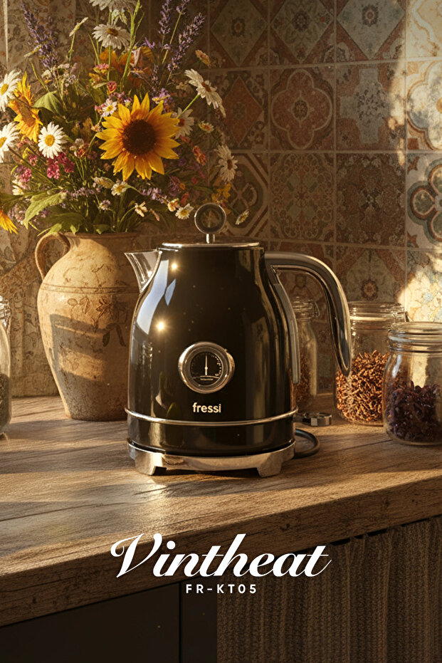 Retro Kettle Water Heater with Temperature Indicator 1.7 Liter Fr-kt05 Vintheat