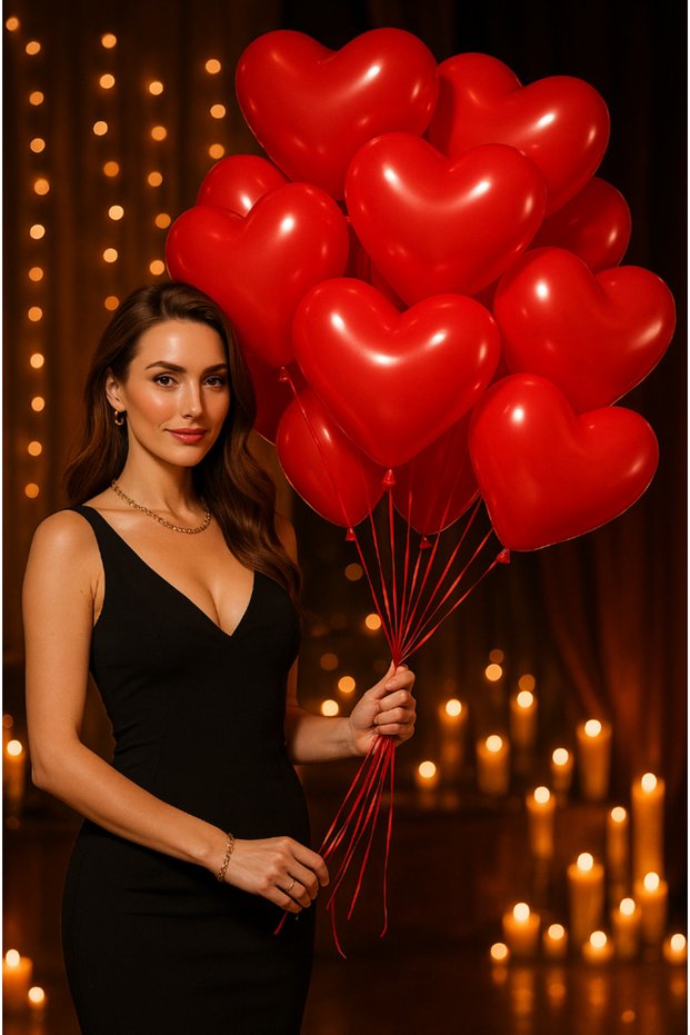 Red Heart Balloon 10-Piece Unprinted Special Occasions, Marriage Proposal, Valentine's Day Decoration, February 14Th
