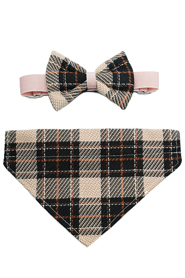 Adjustable Cat Dog Bow Tie and Bandana Set - Plaid Series