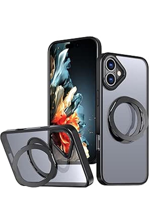 360° Rotating Magnetic Ring Case for iPhone 16 – Shockproof & Wireless Charging