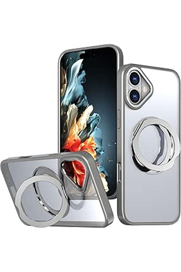360° Magnetic Ring Stand Case for iPhone 16 – Shockproof, Wireless Charging