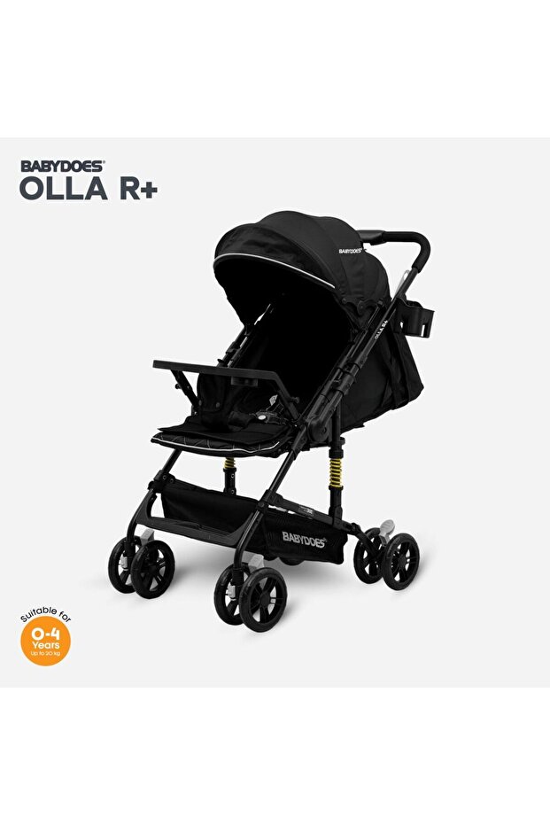 OLLA R+ - Stroller with 5-Point Harness, Reversible Handle, One-Hand Fold, Black, 0–4 Years