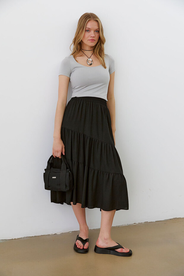 U Yaka Önü Double Tshirt - 5