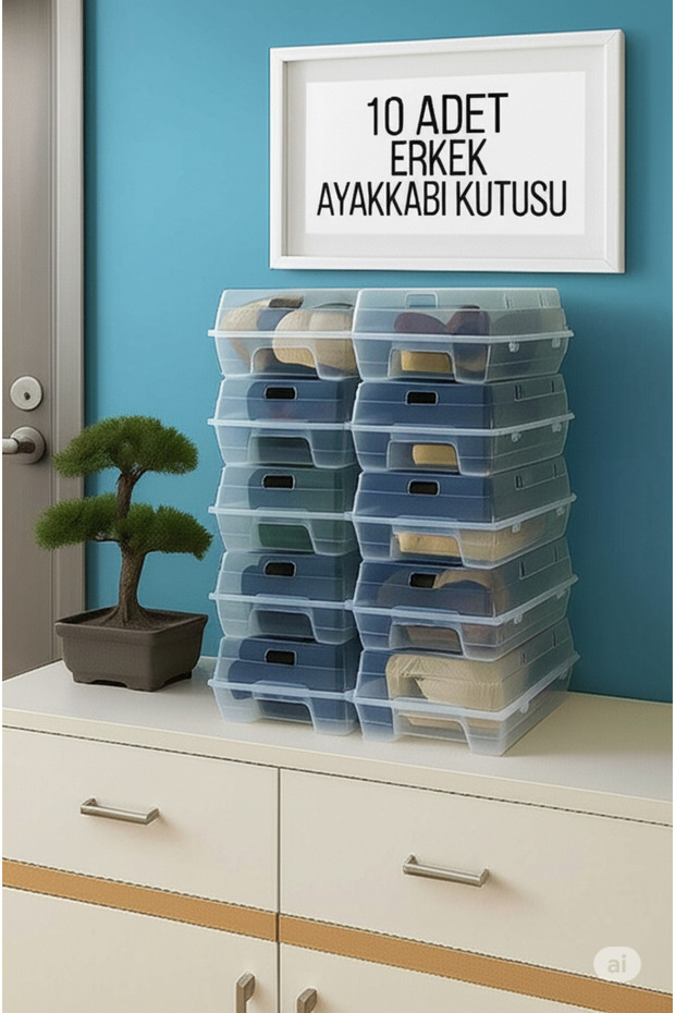 10 Adet Erkek Ayakkabı Saklama Kutusu - Kadın Bot Saklama Kutusu - 1