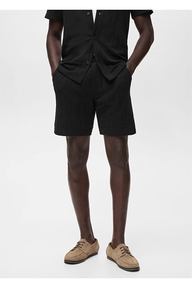 Kalıplı triko bermuda şort - 1