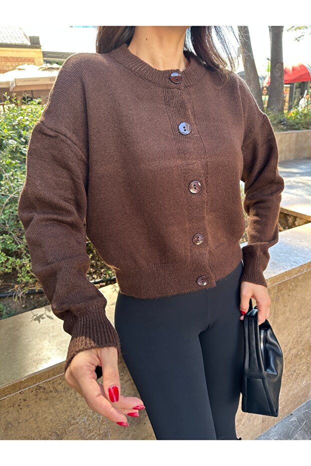 Basic Düğmeli Triko Hırka - 6