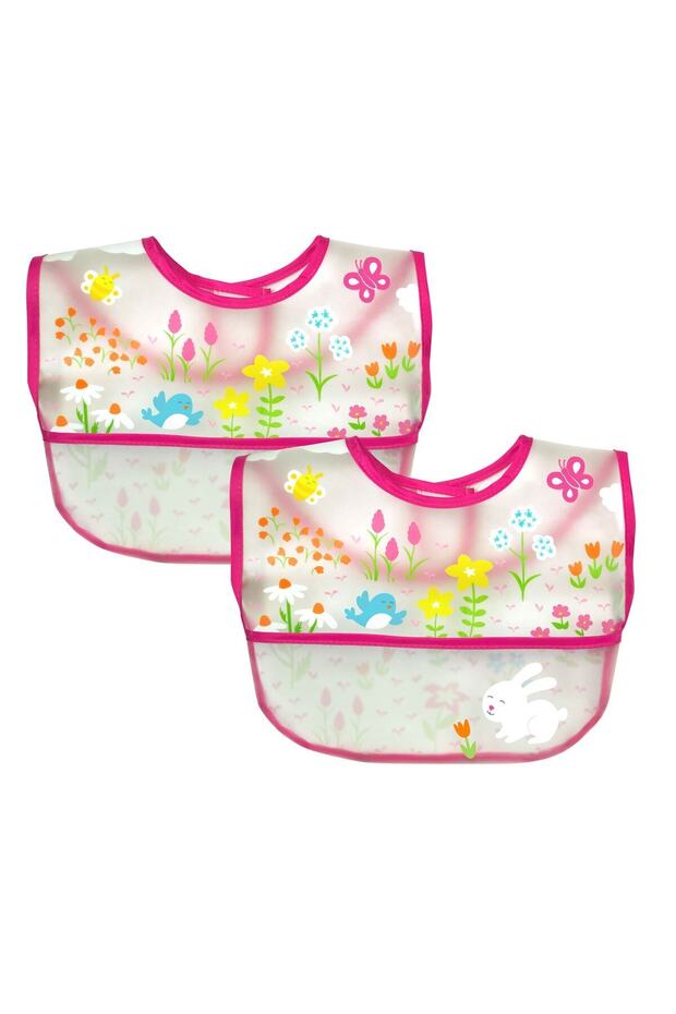 9-18months Waterproof Eva Fabric Velcro Baby Food Bib 2 Pieces