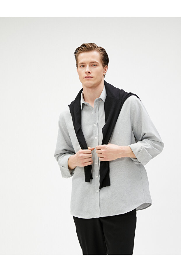 Basic Shirt Classic Cuff Collar Long Sleeve Buttoned Non Iron