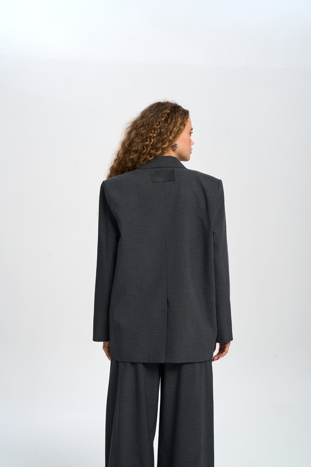 Jessical Çizgili Antrasit Blazer - 5