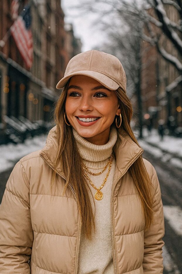 Beige Nubuck Suede Unisex Cap Hat