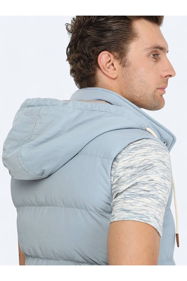 Mavi Regular Fit Kapüşonlu Casual Dokuma Spor Yelek - 5