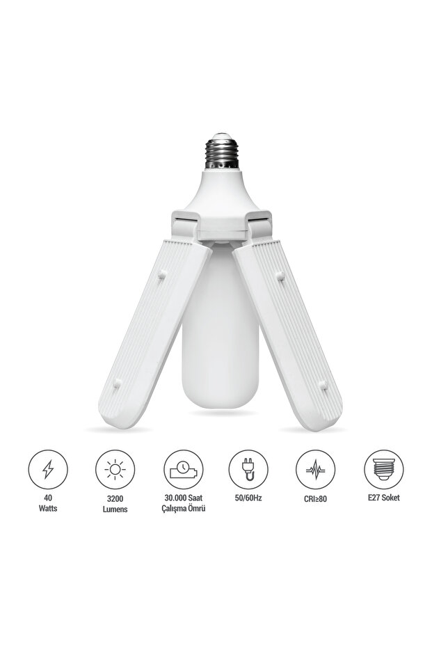 Pervane LED Lamba 40W - E27 - 3200lm - 30 Bin Saat Çalışma Süresi - 6500K - 4