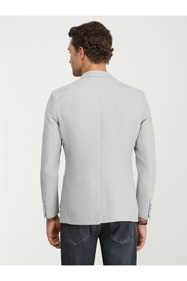 سترة رمادية عادية بقصة عادية - 6