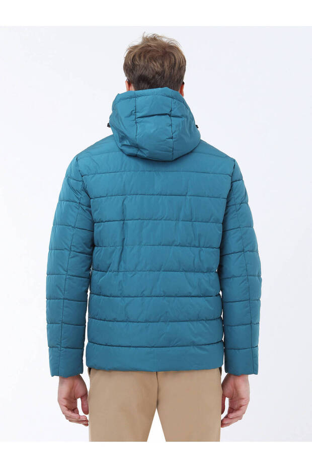 Petrol Regular Fit Kapüşonlu Casual Dokuma Mont - 6