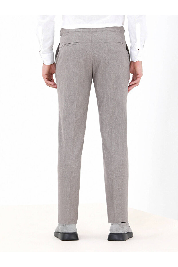 Deve Tüyü Düz Dokuma Fitted Fit Klasik Pantolon - 5