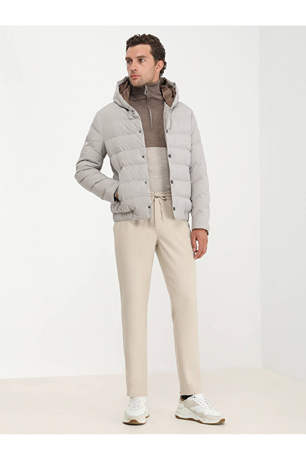 Taş Regular Fit Kapüşonlu Casual Dokuma Mont - 3