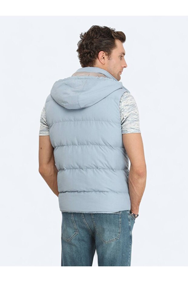Mavi Regular Fit Kapüşonlu Casual Dokuma Spor Yelek - 6