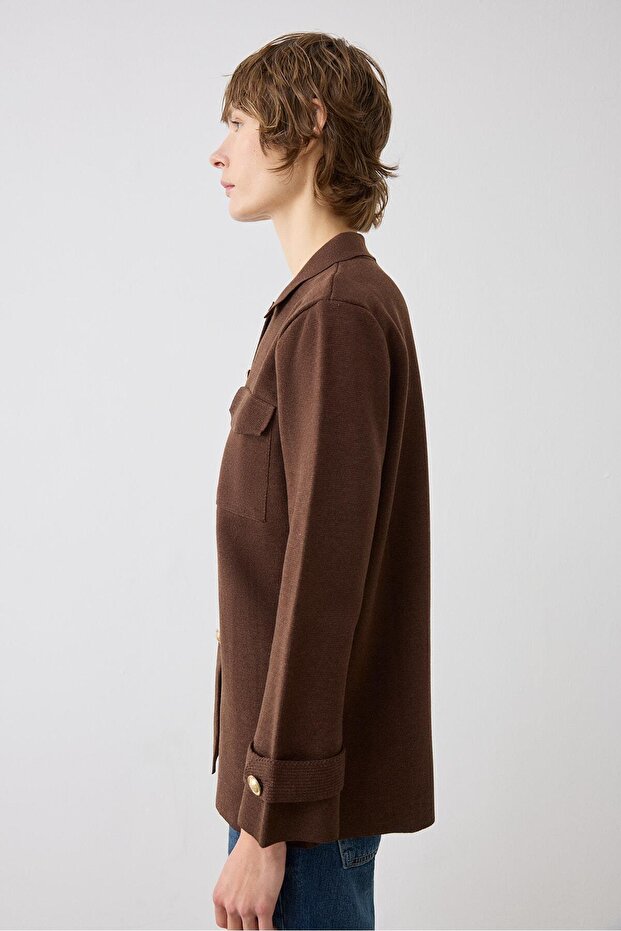 CELİNE ÇELİK ÖRME TRİKO HIRKA KAHVE - 4